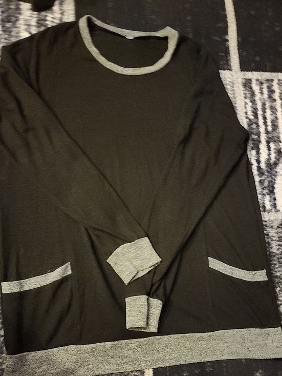 Source Unknown Tops - Women's Black Crewneck Sweater with Gray Trim